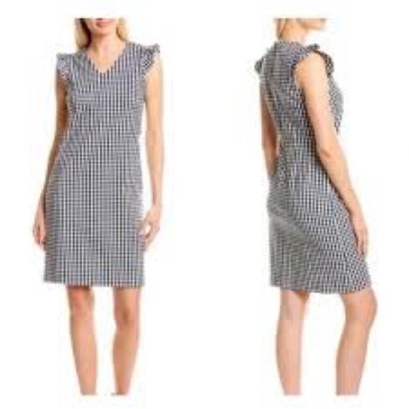 J. McLaughlin Joselyn Gingham Dress in Navy & White - NEW - Size 10 - Picture 1 of 8